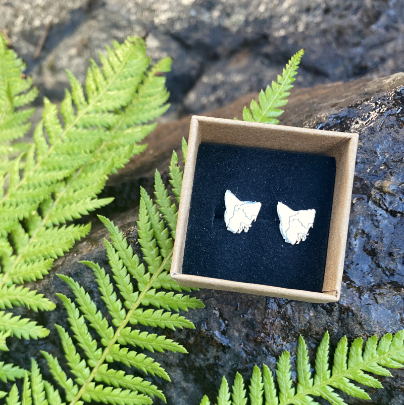 Tassie Map Earring (Plated) - Stud